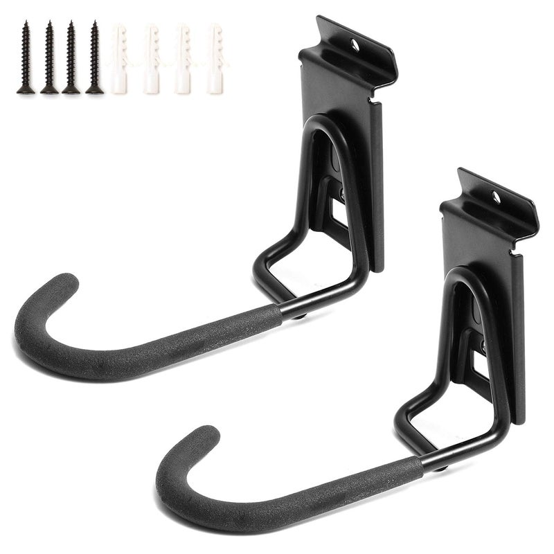 HOSKO Slatwall Bike Hooks, Heavy Duty Bicycle Hangr with PVC Coating, Wall Mount Vertical Bicycle Storage Rack (2 Pack, Black) - Image 1